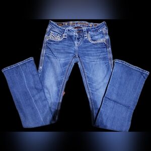 Rock Revival Women's Blue Mid-Rise Embellished Jeans